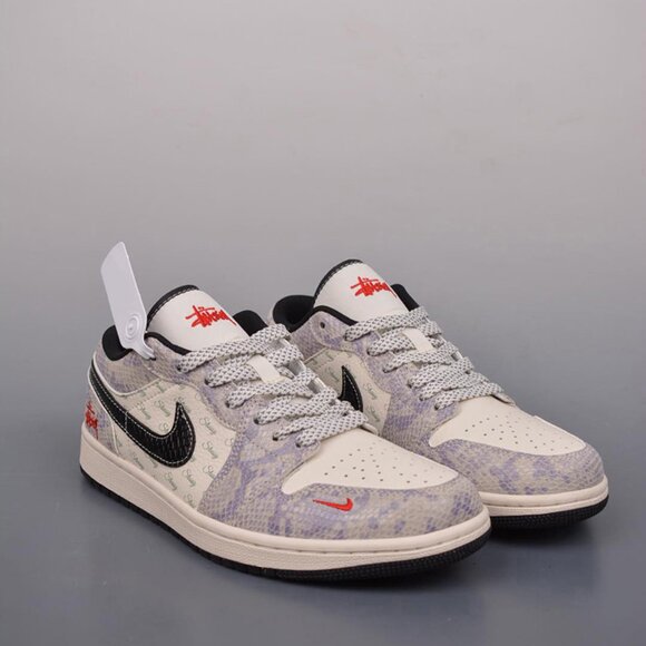 Air Jordan Low Snakeskin In Gray